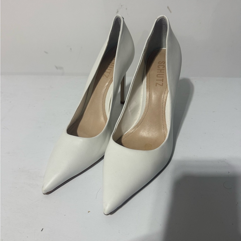 SCHUTZ White Pointed Toe Stiletto Pumps